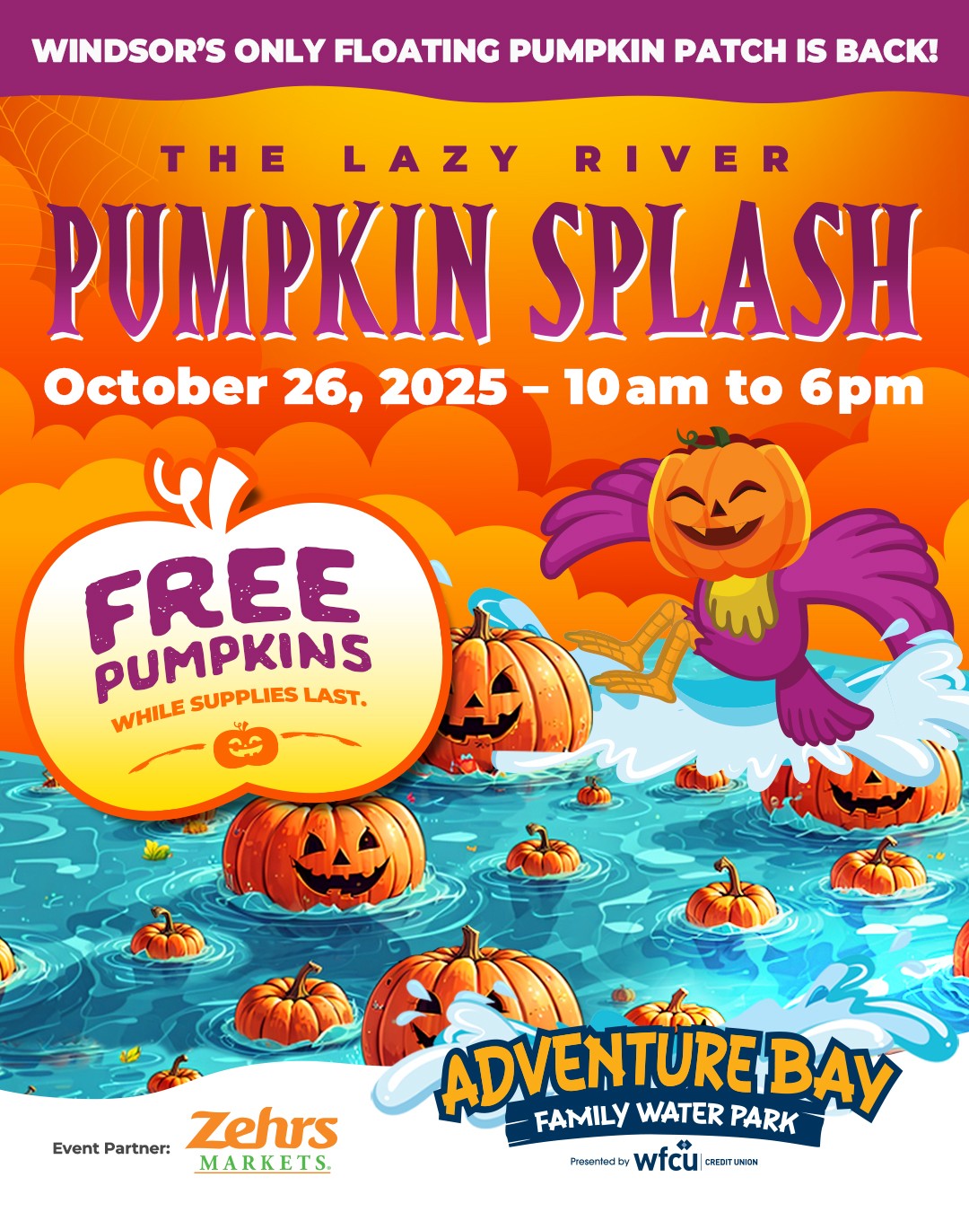 The Lazy River Pumpkin Splash, October 26, 10:00am to 6:00pm